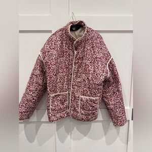 Floral Quilted Jacket with Pockets